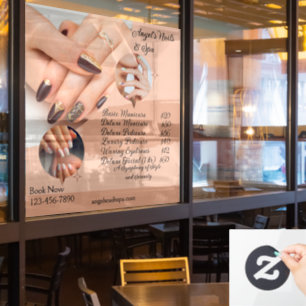 Customize Nail Salon Spa With Prices  Window Cling
