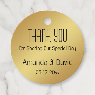 Customize Name And Date Gold Thank You Favour Tags