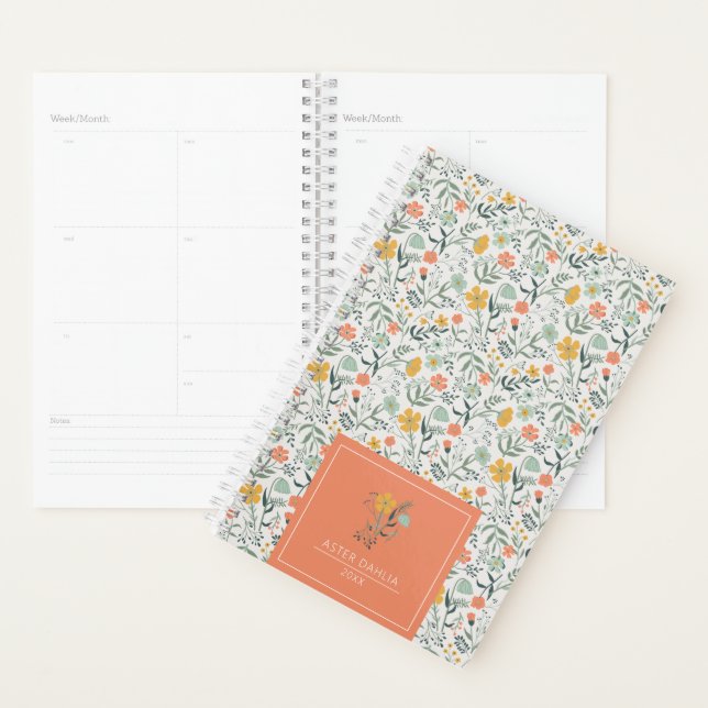 Customize Name Beautiful Botanical Floral Pattern Planner (Display)