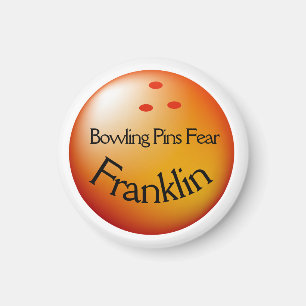 Customize Name Bowling Ball Pins Fear Me Bowler Magnet