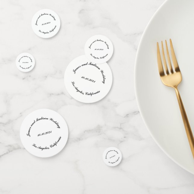 Customize Name, date black curved letters wedding Confetti (Group)