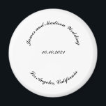 Customize Name, date black curved letters wedding Magnet<br><div class="desc">Customize Name,  date black curved letters wedding magnet,  favour,  favours
custom text,  personalize it with your own text,  information</div>