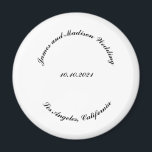 Customize Name, date black curved letters wedding Magnet<br><div class="desc">Customize Name,  date black curved letters wedding magnet,  favour,  favours
custom text,  personalize it with your own text,  information</div>