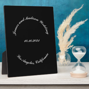 Customize Name, date black curved letters wedding Plaque