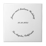 Customize Name, date black curved letters wedding Tile<br><div class="desc">Customize Name,  date black curved letters wedding ceramic tile
custom text,  personalize it with your own text,  information</div>