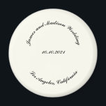 Customize Name, date black ivory wedding Magnet<br><div class="desc">Customize Name,  date black curved letters ivory background wedding magnet,  favour,  favours
custom text,  personalize it with your own text,  information</div>