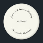 Customize Name, date black ivory wedding Magnet<br><div class="desc">Customize Name,  date black curved letters ivory background wedding magnet,  favour,  favours
custom text,  personalize it with your own text,  information</div>