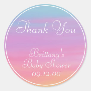 Customize Name, Date, Event Rainbow Thank You Classic Round Sticker