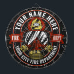 Customize NAME Firefighter Helmet Mask Fire Rescue Dartboard<br><div class="desc">Personalized Firefighter Mask Fireman Fire Department Helmet design - Customize with your Name,  Station/Dept Number and location.</div>