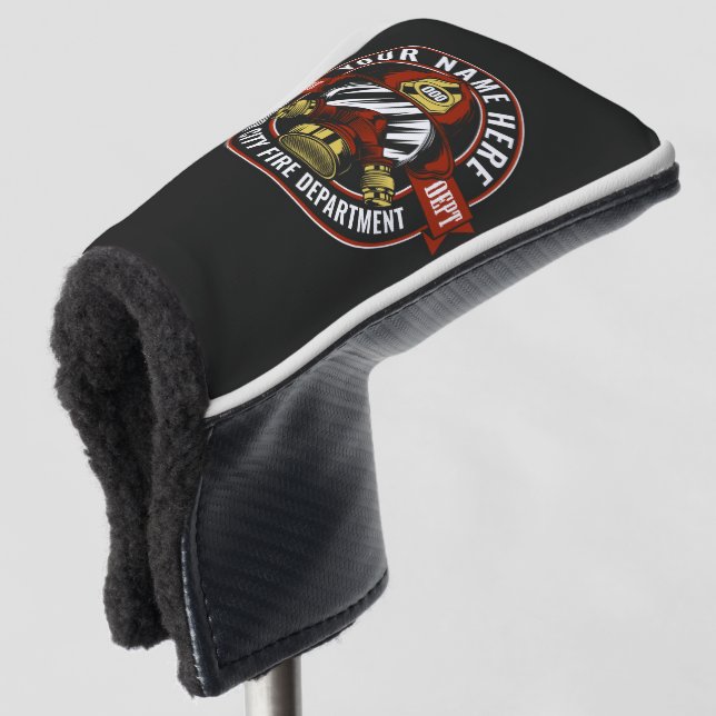 Customize NAME Firefighter Helmet Mask Fire Rescue Golf Head Cover (3/4 Front)