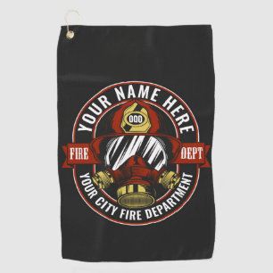 Customize NAME Firefighter Helmet Mask Fire Rescue Golf Towel