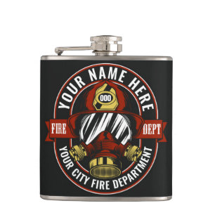 Customize NAME Firefighter Helmet Mask Fire Rescue Hip Flask
