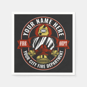 Customize NAME Firefighter Helmet Mask Fire Rescue Napkin