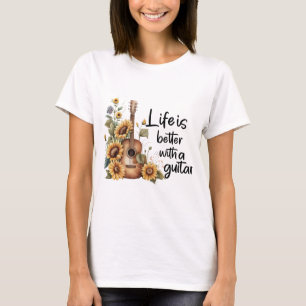 Customize Name Guitar With Sunflower T-Shirt