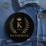 Customize Name & Initial Black White Gold Monogram 6 Inch Round Button<br><div class="desc">Introducing our Customize Name & Initial Black White Gold Monogram collection – a bespoke fusion of sophistication and personalization. Tailored for those who appreciate unique details, this collection allows you to add your name and initials to a timeless black and white palette, elegantly accented with gold monogramming. Whether you're looking...</div>