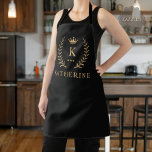 Customize Name & Initial Black White Gold Monogram Apron<br><div class="desc">Introducing our Customize Name & Initial Black White Gold Monogram collection – a bespoke fusion of sophistication and personalization. Tailored for those who appreciate unique details, this collection allows you to add your name and initials to a timeless black and white palette, elegantly accented with gold monogramming. Whether you're looking...</div>