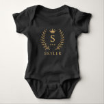 Customize Name & Initial Black White Gold Monogram Baby Bodysuit<br><div class="desc">Introducing our Customize Name & Initial Black White Gold Monogram collection – a bespoke fusion of sophistication and personalization. Tailored for those who appreciate unique details, this collection allows you to add your name and initials to a timeless black and white palette, elegantly accented with gold monogramming. Whether you're looking...</div>
