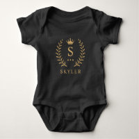 Customize Name & Initial Black White Gold Monogram