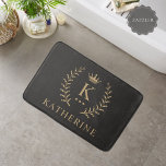 Customize Name & Initial Black White Gold Monogram Bath Mat<br><div class="desc">Introducing our Customize Name & Initial Black White Gold Monogram collection – a bespoke fusion of sophistication and personalization. Tailored for those who appreciate unique details, this collection allows you to add your name and initials to a timeless black and white palette, elegantly accented with gold monogramming. Whether you're looking...</div>