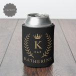 Customize Name & Initial Black White Gold Monogram Can Cooler<br><div class="desc">Introducing our Customize Name & Initial Black White Gold Monogram collection – a bespoke fusion of sophistication and personalization. Tailored for those who appreciate unique details, this collection allows you to add your name and initials to a timeless black and white palette, elegantly accented with gold monogramming. Whether you're looking...</div>