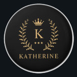 Customize Name & Initial Black White Gold Monogram Ceramic Knob<br><div class="desc">Introducing our Customize Name & Initial Black White Gold Monogram collection – a bespoke fusion of sophistication and personalization. Tailored for those who appreciate unique details, this collection allows you to add your name and initials to a timeless black and white palette, elegantly accented with gold monogramming. Whether you're looking...</div>