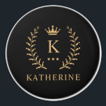Customize Name & Initial Black White Gold Monogram Ceramic Knob<br><div class="desc">Introducing our Customize Name & Initial Black White Gold Monogram collection – a bespoke fusion of sophistication and personalization. Tailored for those who appreciate unique details, this collection allows you to add your name and initials to a timeless black and white palette, elegantly accented with gold monogramming. Whether you're looking...</div>