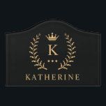 Customize Name & Initial Black White Gold Monogram Door Sign<br><div class="desc">Introducing our Customize Name & Initial Black White Gold Monogram collection – a bespoke fusion of sophistication and personalization. Tailored for those who appreciate unique details, this collection allows you to add your name and initials to a timeless black and white palette, elegantly accented with gold monogramming. Whether you're looking...</div>
