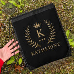 Customize Name & Initial Black White Gold Monogram Drawstring Bag<br><div class="desc">Introducing our Customize Name & Initial Black White Gold Monogram collection – a bespoke fusion of sophistication and personalization. Tailored for those who appreciate unique details, this collection allows you to add your name and initials to a timeless black and white palette, elegantly accented with gold monogramming. Whether you're looking...</div>