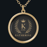 Customize Name & Initial Black White Gold Monogram Gold Plated Necklace<br><div class="desc">Introducing our Customize Name & Initial Black White Gold Monogram collection – a bespoke fusion of sophistication and personalization. Tailored for those who appreciate unique details, this collection allows you to add your name and initials to a timeless black and white palette, elegantly accented with gold monogramming. Whether you're looking...</div>