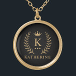 Customize Name & Initial Black White Gold Monogram Gold Plated Necklace<br><div class="desc">Introducing our Customize Name & Initial Black White Gold Monogram collection – a bespoke fusion of sophistication and personalization. Tailored for those who appreciate unique details, this collection allows you to add your name and initials to a timeless black and white palette, elegantly accented with gold monogramming. Whether you're looking...</div>
