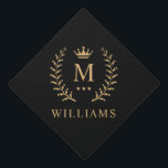 Customize Name & Initial Black White Gold Monogram Graduation Cap Topper<br><div class="desc">Introducing our Customize Name & Initial Black White Gold Monogram collection – a bespoke fusion of sophistication and personalization. Tailored for those who appreciate unique details, this collection allows you to add your name and initials to a timeless black and white palette, elegantly accented with gold monogramming. Whether you're looking...</div>