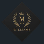 Customize Name & Initial Black White Gold Monogram Graduation Cap Topper<br><div class="desc">Introducing our Customize Name & Initial Black White Gold Monogram collection – a bespoke fusion of sophistication and personalization. Tailored for those who appreciate unique details, this collection allows you to add your name and initials to a timeless black and white palette, elegantly accented with gold monogramming. Whether you're looking...</div>