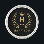 Customize Name & Initial Black White Gold Monogram Lapel Pin<br><div class="desc">Introducing our Customize Name & Initial Black White Gold Monogram collection – a bespoke fusion of sophistication and personalization. Tailored for those who appreciate unique details, this collection allows you to add your name and initials to a timeless black and white palette, elegantly accented with gold monogramming. Whether you're looking...</div>