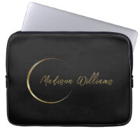 Customize Name & Initial Black White Gold Monogram