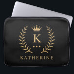Customize Name & Initial Black White Gold Monogram Laptop Sleeve<br><div class="desc">Introducing our Customize Name & Initial Black White Gold Monogram collection – a bespoke fusion of sophistication and personalization. Tailored for those who appreciate unique details, this collection allows you to add your name and initials to a timeless black and white palette, elegantly accented with gold monogramming. Whether you're looking...</div>