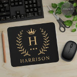 Customize Name & Initial Black White Gold Monogram Mouse Pad<br><div class="desc">Introducing our Customize Name & Initial Black White Gold Monogram collection – a bespoke fusion of sophistication and personalization. Tailored for those who appreciate unique details, this collection allows you to add your name and initials to a timeless black and white palette, elegantly accented with gold monogramming. Whether you're looking...</div>
