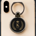 Customize Name & Initial Black White Gold Monogram Phone Ring Stand<br><div class="desc">Introducing our Customize Name & Initial Black White Gold Monogram collection – a bespoke fusion of sophistication and personalization. Tailored for those who appreciate unique details, this collection allows you to add your name and initials to a timeless black and white palette, elegantly accented with gold monogramming. Whether you're looking...</div>