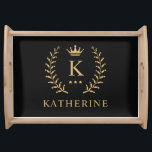 Customize Name & Initial Black White Gold Monogram Serving Tray<br><div class="desc">Introducing our Customize Name & Initial Black White Gold Monogram collection – a bespoke fusion of sophistication and personalization. Tailored for those who appreciate unique details, this collection allows you to add your name and initials to a timeless black and white palette, elegantly accented with gold monogramming. Whether you're looking...</div>