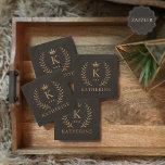 Customize Name & Initial Black White Gold Monogram Stone Coaster<br><div class="desc">Introducing our Customize Name & Initial Black White Gold Monogram collection – a bespoke fusion of sophistication and personalization. Tailored for those who appreciate unique details, this collection allows you to add your name and initials to a timeless black and white palette, elegantly accented with gold monogramming. Whether you're looking...</div>