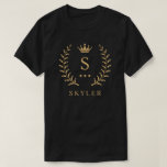 Customize Name & Initial Black White Gold Monogram T-Shirt<br><div class="desc">Introducing our Customize Name & Initial Black White Gold Monogram collection – a bespoke fusion of sophistication and personalization. Tailored for those who appreciate unique details, this collection allows you to add your name and initials to a timeless black and white palette, elegantly accented with gold monogramming. Whether you're looking...</div>