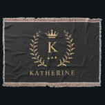 Customize Name & Initial Black White Gold Monogram Throw Blanket<br><div class="desc">Introducing our Customize Name & Initial Black White Gold Monogram collection – a bespoke fusion of sophistication and personalization. Tailored for those who appreciate unique details, this collection allows you to add your name and initials to a timeless black and white palette, elegantly accented with gold monogramming. Whether you're looking...</div>