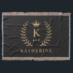 Customize Name & Initial Black White Gold Monogram Throw Blanket<br><div class="desc">Introducing our Customize Name & Initial Black White Gold Monogram collection – a bespoke fusion of sophistication and personalization. Tailored for those who appreciate unique details, this collection allows you to add your name and initials to a timeless black and white palette, elegantly accented with gold monogramming. Whether you're looking...</div>