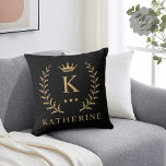 Customize Name & Initial Black White Gold Monogram Throw Pillow<br><div class="desc">Introducing our Customize Name & Initial Black White Gold Monogram collection – a bespoke fusion of sophistication and personalization. Tailored for those who appreciate unique details, this collection allows you to add your name and initials to a timeless black and white palette, elegantly accented with gold monogramming. Whether you're looking...</div>
