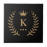 Customize Name & Initial Black White Gold Monogram Tile<br><div class="desc">Introducing our Customize Name & Initial Black White Gold Monogram collection – a bespoke fusion of sophistication and personalization. Tailored for those who appreciate unique details, this collection allows you to add your name and initials to a timeless black and white palette, elegantly accented with gold monogramming. Whether you're looking...</div>