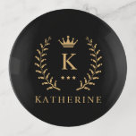 Customize Name & Initial Black White Gold Monogram Trinket Trays<br><div class="desc">Introducing our Customize Name & Initial Black White Gold Monogram collection – a bespoke fusion of sophistication and personalization. Tailored for those who appreciate unique details, this collection allows you to add your name and initials to a timeless black and white palette, elegantly accented with gold monogramming. Whether you're looking...</div>