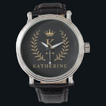 Customize Name & Initial Black White Gold Monogram Watch<br><div class="desc">Introducing our Customize Name & Initial Black White Gold Monogram collection – a bespoke fusion of sophistication and personalization. Tailored for those who appreciate unique details, this collection allows you to add your name and initials to a timeless black and white palette, elegantly accented with gold monogramming. Whether you're looking...</div>