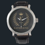 Customize Name & Initial Black White Gold Monogram Watch<br><div class="desc">Introducing our Customize Name & Initial Black White Gold Monogram collection – a bespoke fusion of sophistication and personalization. Tailored for those who appreciate unique details, this collection allows you to add your name and initials to a timeless black and white palette, elegantly accented with gold monogramming. Whether you're looking...</div>
