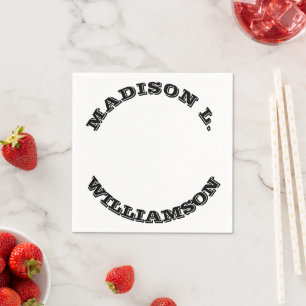 Customize Name last curved letters Black white pap Napkin