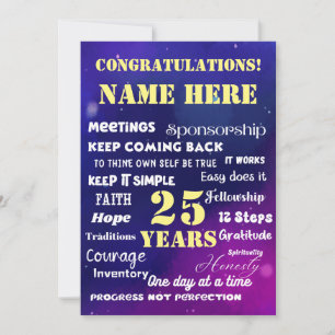 Customize Name/Milestone 12 Step Recovery Card