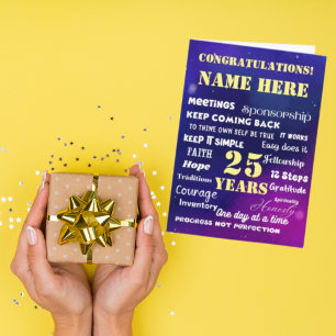 Customize Name/Milestone Recovery Words & Slogans Card